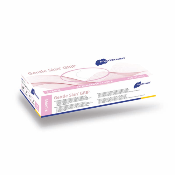 Meditrade Gentle Skin® grip Latex Untersuchungshandschuhe | Einweghandschuh | 100 Stk. Box – Bild 4