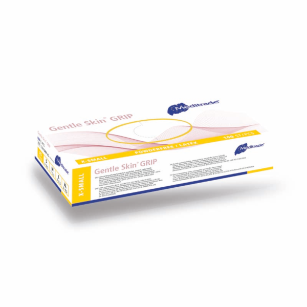 Meditrade Gentle Skin® grip Latex Untersuchungshandschuhe | Einweghandschuh | 100 Stk. Box – Bild 3
