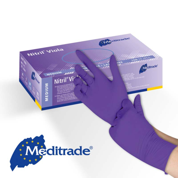 Meditrade Nitril Viola Untersuchungshandschuhe | Einweghandschuh | 100 Stk. Box