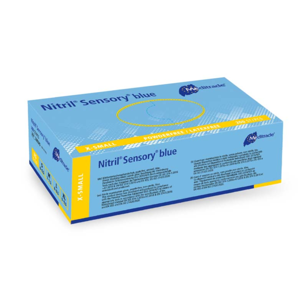 Meditrade Nitril Sensory Blue Nitril Untersuchungshandschuhe | Einweghandschuh | 200 Stk. Box – Bild 3