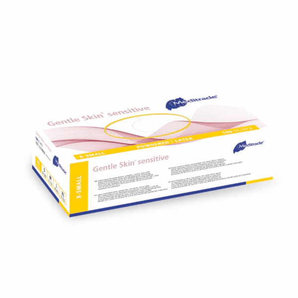 Meditrade Gentle Skin sensitive Latex Untersuchungshandschuhe | Einweghandschuh | 100 Stk. Box – Bild 3