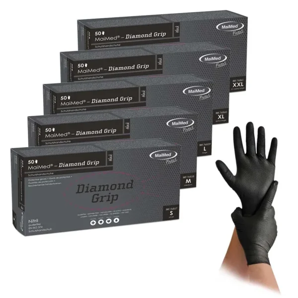 MaiMed® Diamond Grip black Nitrilhandschuhe | 50 Stk./ Box